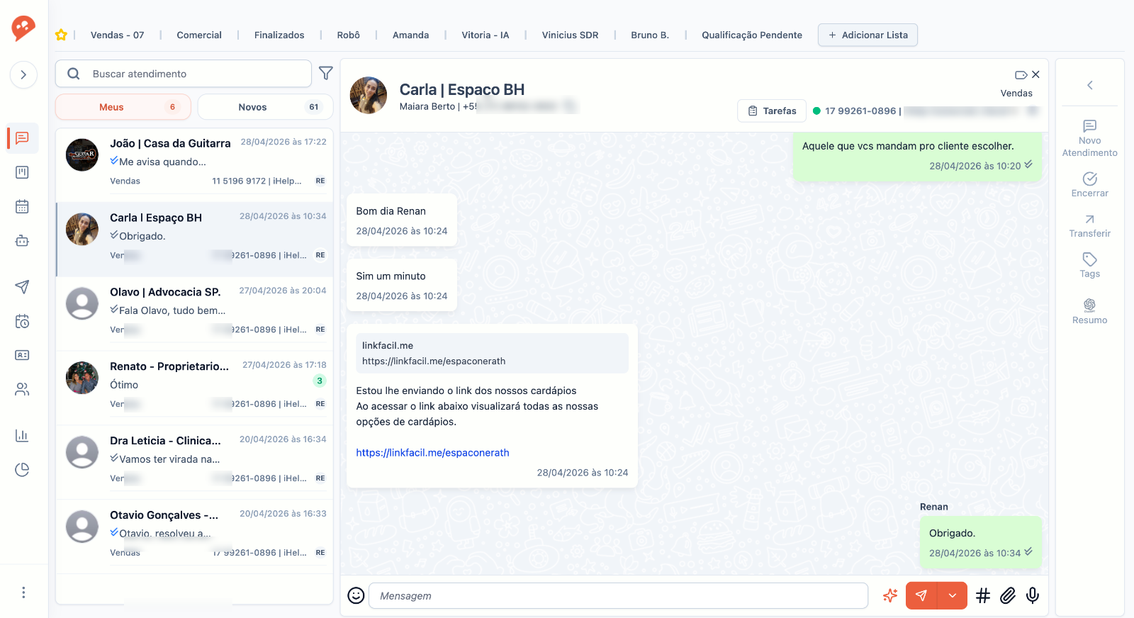 Painel iHelp em uso
